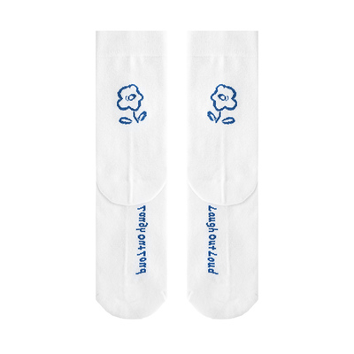 花朵中筒袜澳棉精梳棉