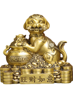 纯黄铜聚财狗摆件招财进宝生肖狗