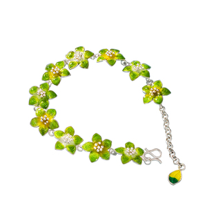 银手链999纯银珐琅彩手链女非遗小众轻奢高级感生日礼物送女友