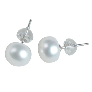 天然淡水珍珠耳钉925纯银耳饰夸张简单大气耳环强光包邮