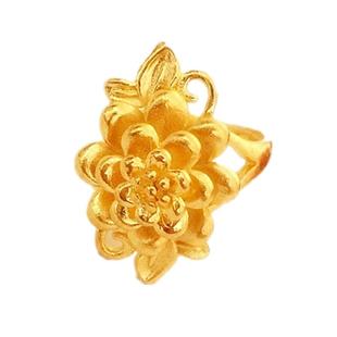 新款越南沙金仿黄金女戒指镀金婚庆道具女士食指开口大花朵戒指