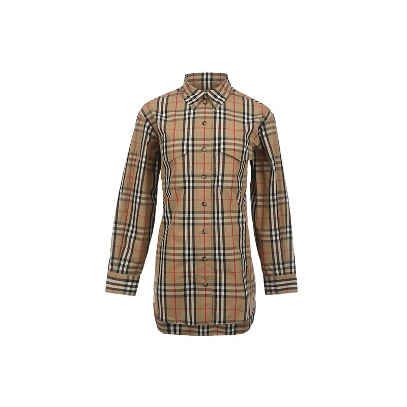 【自营】BURBERRY/博柏利女士SS26经典格纹棉质宽松系扣长袖衬衫