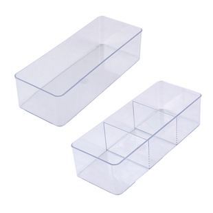 文具收纳格放抽屉内置小盒子亚克力分格学生桌面整理透明置物架子