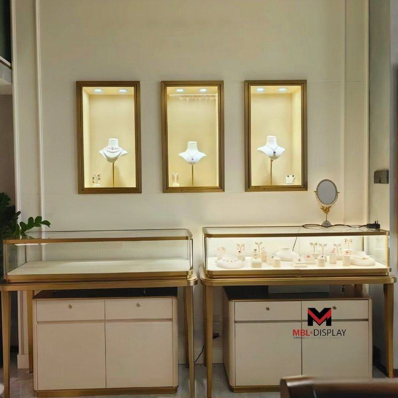 不锈钢珠宝展示柜高端奢侈品展柜商用展示柜珠宝首饰翡翠展柜工厂