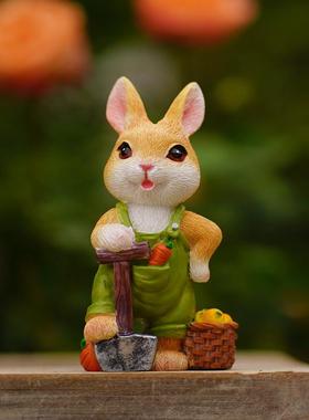 可爱兔子微景观花园阳台摆件摆设花书桌多肉礼物盆景装饰造景办公