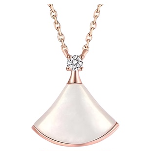 LXLR扇形小裙子项链女满钻999纯银轻奢小众贝母锁骨链大扇子吊坠