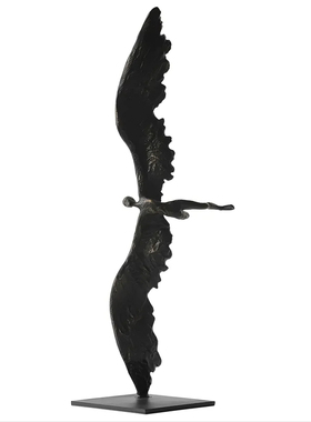 诧寂风抽象天使人物翅膀金属摆件