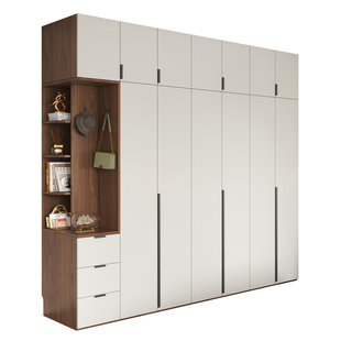 实木衣柜可定制简约现代生态板北欧家用卧室组合组装平开门大衣橱