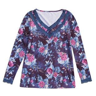 爱比娜中老年女士印花大码秋冬保暖秋衣女宽松打底妈妈秋裤PM110