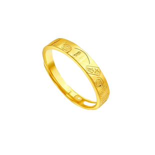 百泰高光吉言黄金戒指999足金时尚新潮女戒结婚订婚活口金指环女