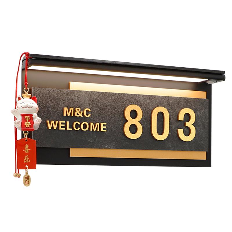 立体感应灯发光门牌附赠招财猫
