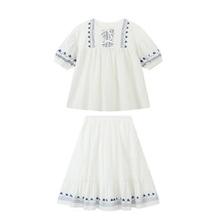 布丁哈鲁夏装女童童装甜美两件套2026短袖裙装儿童洋气度假套装