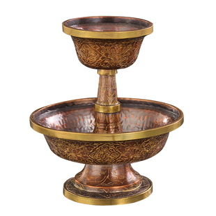 尼泊尔进口紫铜护法杯手工雕花鎏金供佛杯供水杯小号中号大号护法