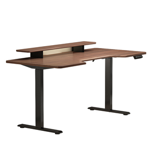 I3P双层胡桃实木双电机75CM宽桌面智能电动升降桌家用办公工作台