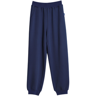 胖童男童加绒校服裤藏青色秋冬款中大童奥利绒加厚一体绒运动长裤