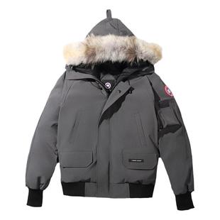 大鹅飞行夹克羽绒服女款2025新款冬季加厚休闲连帽短款风外套女