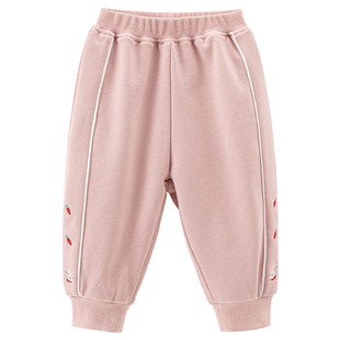 乖奇熊女宝宝纯棉长裤冬季婴幼儿抓绒保暖束脚裤春秋休闲百搭裤子