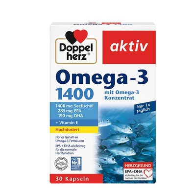德国双心aktiv深海鱼油软胶囊30粒omega3高浓度1400mg成人欧米茄3