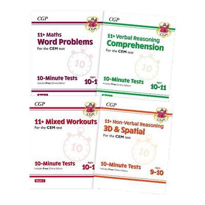 英国CGP原版 11+ CEM考试 9-11岁英文原版10分钟测试 英语理解Comprehension 数学应用题Maths 推理Comprehension 大音