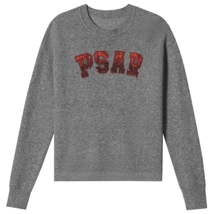 PSALTER诗篇光感绵羊毛学院字母珠片绣花毛衣毛针织衫冬款