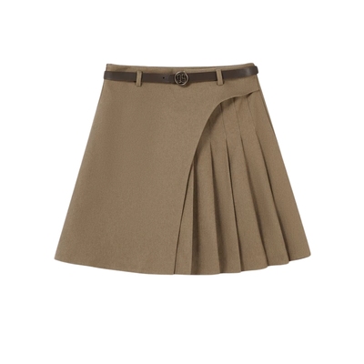 秋水伊人斜纹小A不规则半身裙2025年冬季新款女装小个子百搭裙子