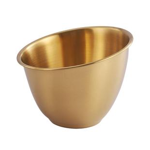 不锈钢蔬菜桶金色生菜碗商用自助餐沙拉碗调料斜口碗火锅店餐具