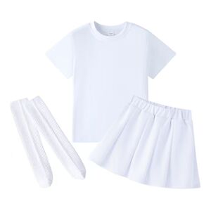 六一儿童白色t套装啦啦队演出服