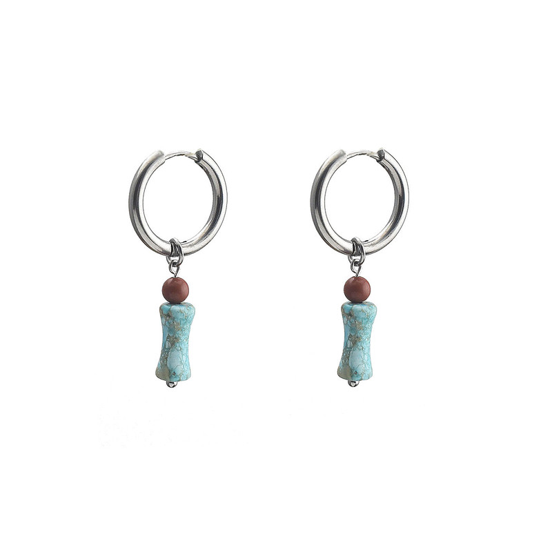 简约帝皇绿松石圆环无耳洞耳夹