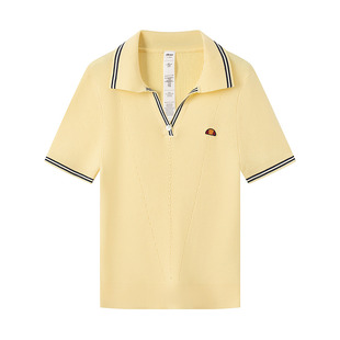 ellesse小贝壳26春新品网球服撞色条纹运动复古老钱风polo短袖女