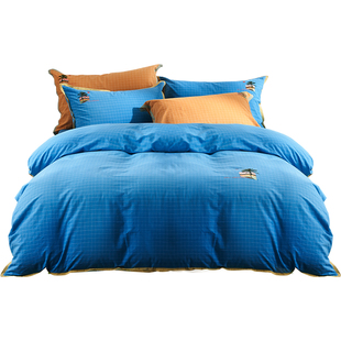 远梦日落晚风纯棉色织水洗四件套简约全棉春夏季床单被套专柜同款