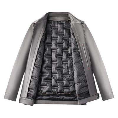 【官方正品】翻领真皮羽绒服外套