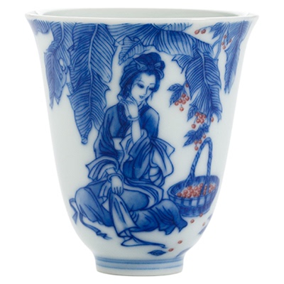 祖传窑西施采樱图花神杯