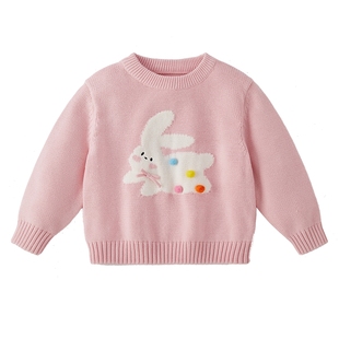 女童红色毛衣秋冬新款质感百搭冬季锁温保暖新年宝宝儿童毛线衣