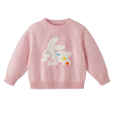 女童红色毛衣秋冬新款质感百搭冬季锁温保暖新年宝宝儿童毛线衣