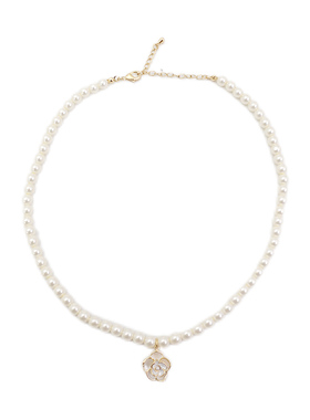 XMR欧美小香风山茶花珍珠毛衣链