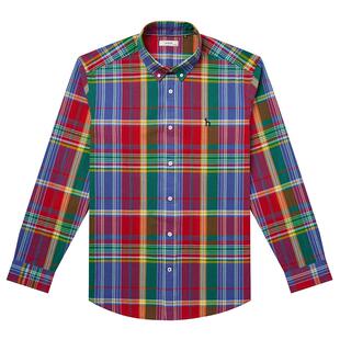 Hazzys哈吉斯春夏季长袖格子衬衫男时尚宽松休闲纯棉衬衣上衣外套