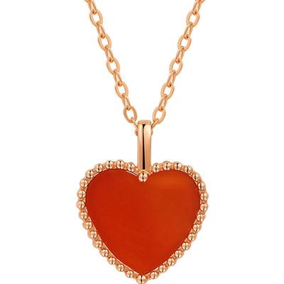 明牌珠宝18K金红玉髓爱心吊坠