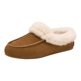 St&Sat/星期六冬季牛反绒勃肯鞋保暖毛里包头半拖鞋女SSD4110CWB