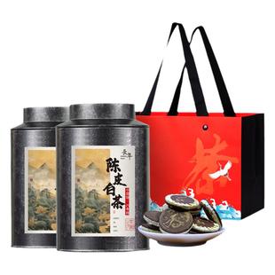 五虎长年陈皮白茶茶叶陈皮福鼎白茶贡眉官方老白茶茶饼礼盒装