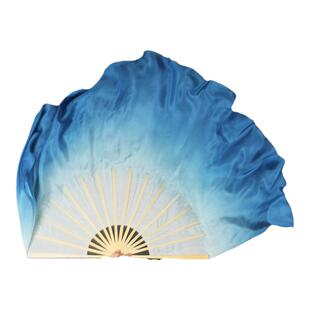 一条大河真丝舞蹈扇依梦阑珊古典舞胶州秧歌跳舞扇子双面加长蓝色