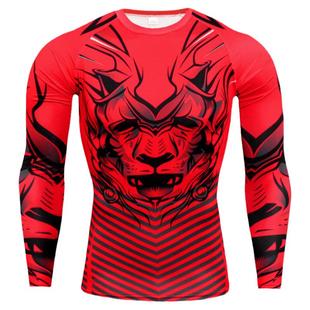 帅气散打拳击紧身衣男套装弹力透气篮球跑步运动健身服圆领t恤