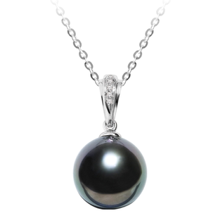 GiO珠宝 18K金大溪地海水黑珍珠项链吊坠单颗钻石颈链方逸伦同款