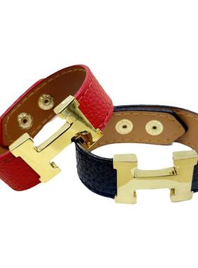 欧美女皮小红书手镯小众设计字母