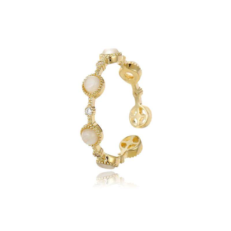 AIR-HORIZON日式轻奢猫眼石戒指小众设计开口戒高级感食指戒女款