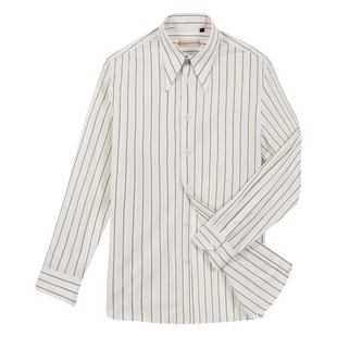 【全棉高支精纺面料】CULTUM 1930s复古长尖领长袖休闲条纹衬衫男