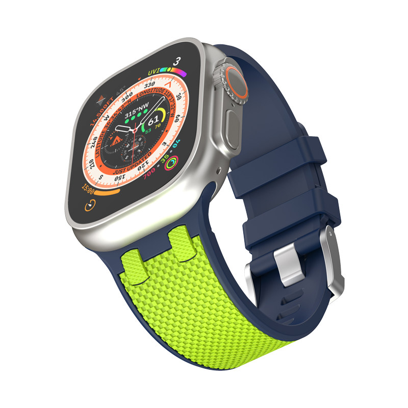 适用苹果iwatch手表带applewatch男女款S11荧光绿运动硅胶高级感
