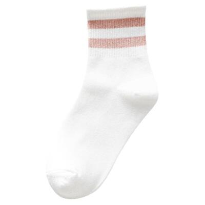 袜子女春季新款纯棉白色女短袜日系条纹中筒袜吸汗黑色女款棉袜子