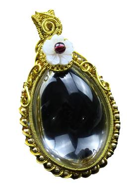 如鸿男女白水晶吊坠毛衣链