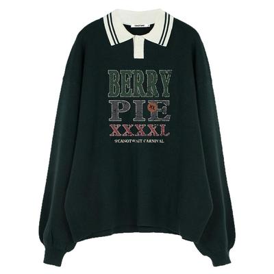 【陈伟霆】CANOTWAIT翻领字母印花毛衣宽松男女同款潮牌趣味印花