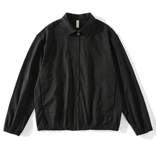 LUUD 雅痞黑色男士哈灵顿夹克秋季户外防风短宽版型boxy翻领外套